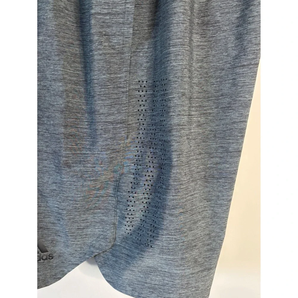 Adidas Mens Training Shorts Grey Heathered Perforated Athletic Gym Size Large